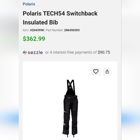 Polaris Jacket & Switchback Bib Snowpants Black Fit Mens small Women M/L - Picture 15 of 16